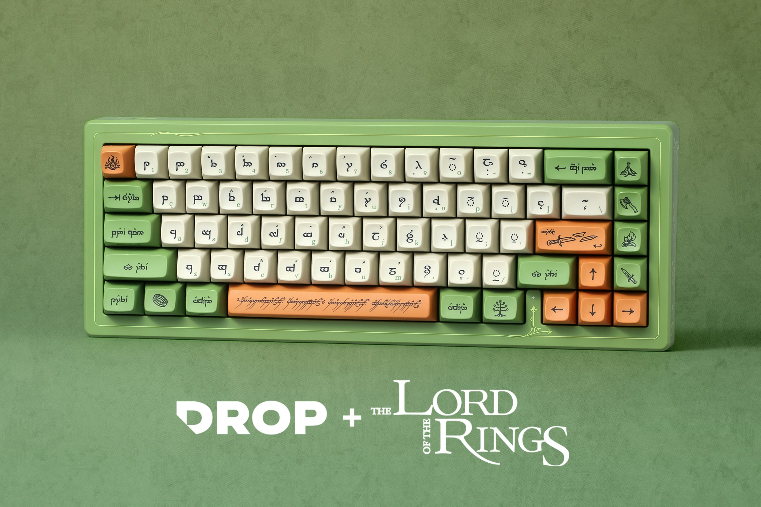 Drop + The Lord of the Rings™ Elvish CSTM65 Keyboard Mechanical